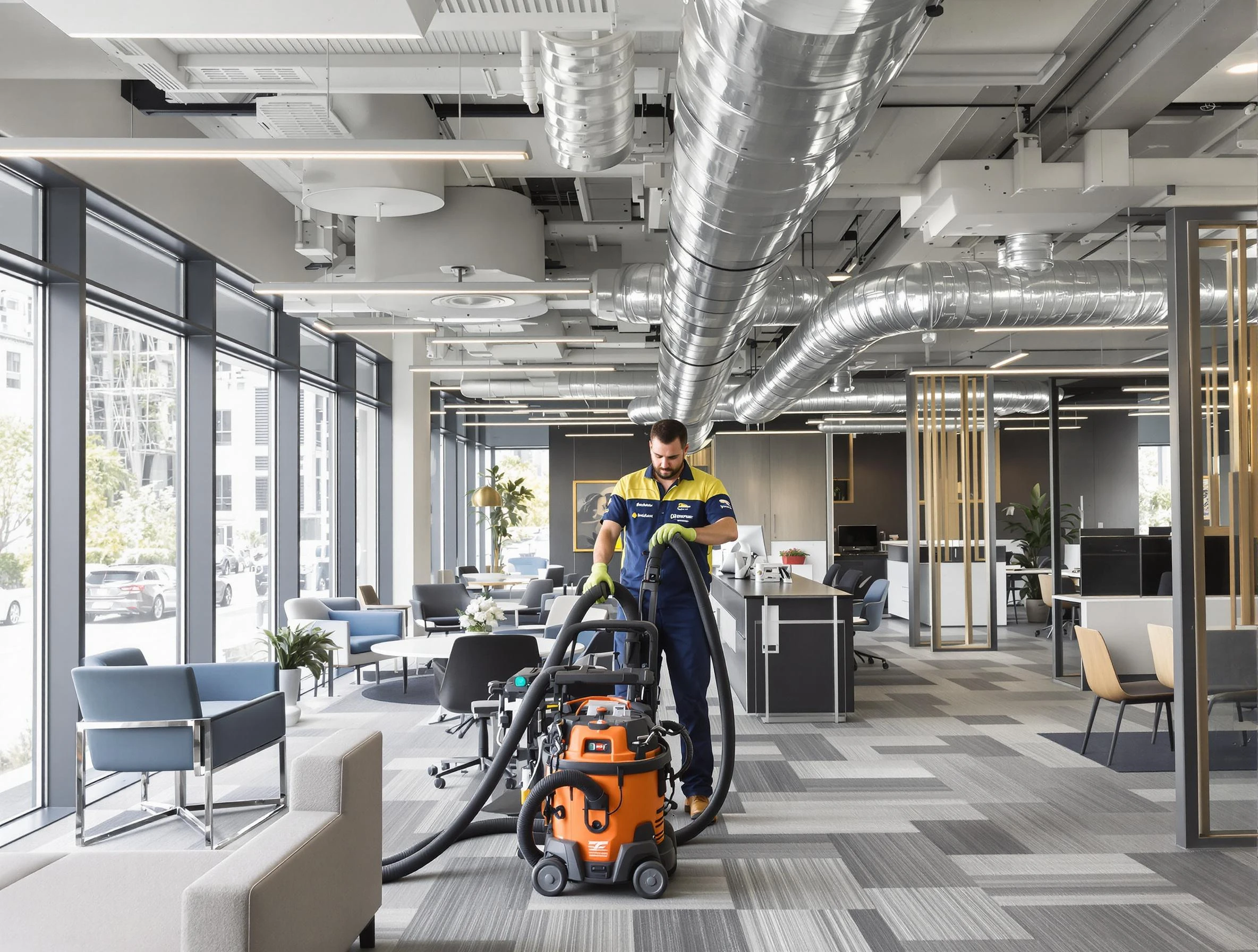 El Cerro Mission Air Duct Cleaning team performing thorough commercial duct cleaning at a El Cerro Mission business center